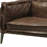 94" Chocolate Top Grain Leather and Dark Brown No Pattern and Not Solid Color Sofa