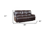 89" Brown And Black Faux Leather Reclining Sofa