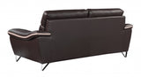 86" Brown And Silver Leather Sofa