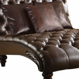 52" Brown Faux Leather Lounge Chair And Toss Pillows