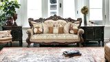 42" X 90" X 51" Fabric Walnut Upholstery Wood LegTrim Sofa w7 Pillows