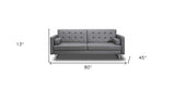 80" Gray Faux leather and Silver Sofa
