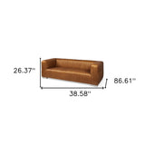 Cognac Leather Wrapped Three Seater Sofa