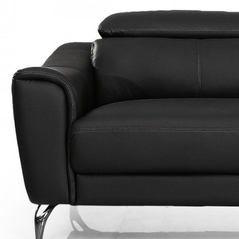 Urban 80" Black Leather Adjustable Headrest Sofa