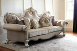 93" Fabric Velvet And Pearl Sofa With Three Toss Pillows