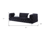 91" Black And Silver Velvet Sofa And Toss Pillows