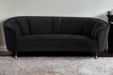 92" Black Velvet Sofa