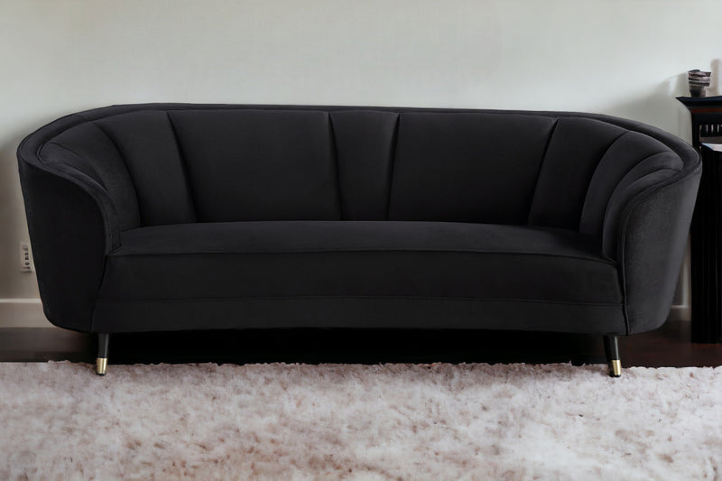 92" Black Velvet Sofa