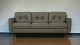 83" Green Leather And Black Sofa