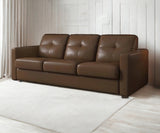 81" Brown Leather And Black Sleeper Sofa
