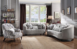 95" Light Gray Linen And Black Sofa With Five Toss Pillows