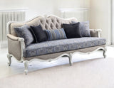 88" Fabric And White Linen Sofa And Toss Pillows