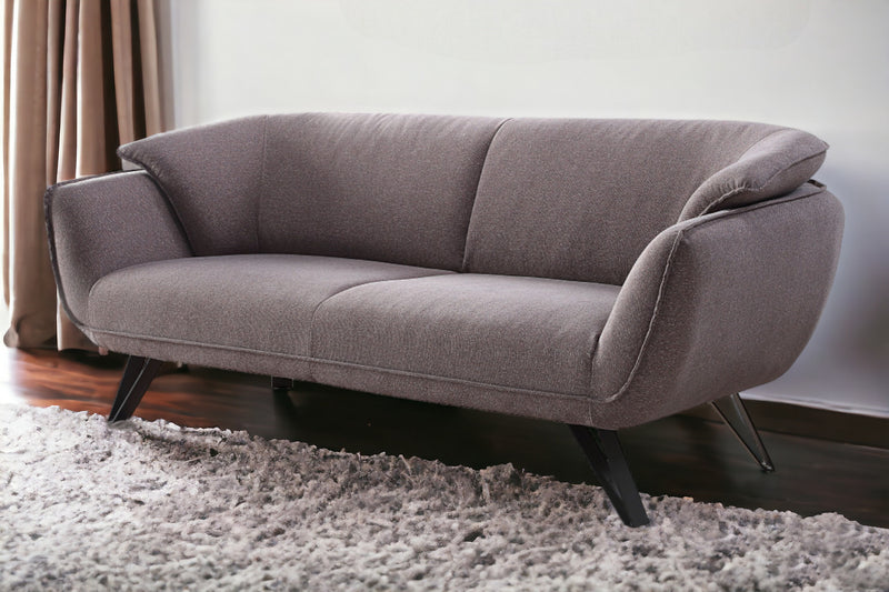 78" Gray Linen And Black Sofa