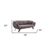 78" Gray Linen And Black Sofa