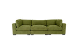 126" Moss Green Microfiber And Dark Brown Sofa