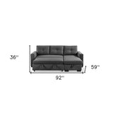 92" Dark Gray Polyester Blend and Black Convertible Futon Sleeper Sofa