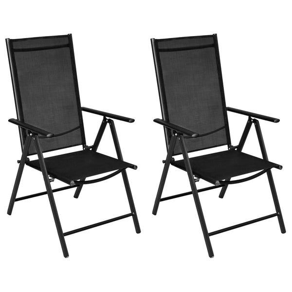 Garden Chairs Aluminum Folding Textilene Black Outdoor Recliner